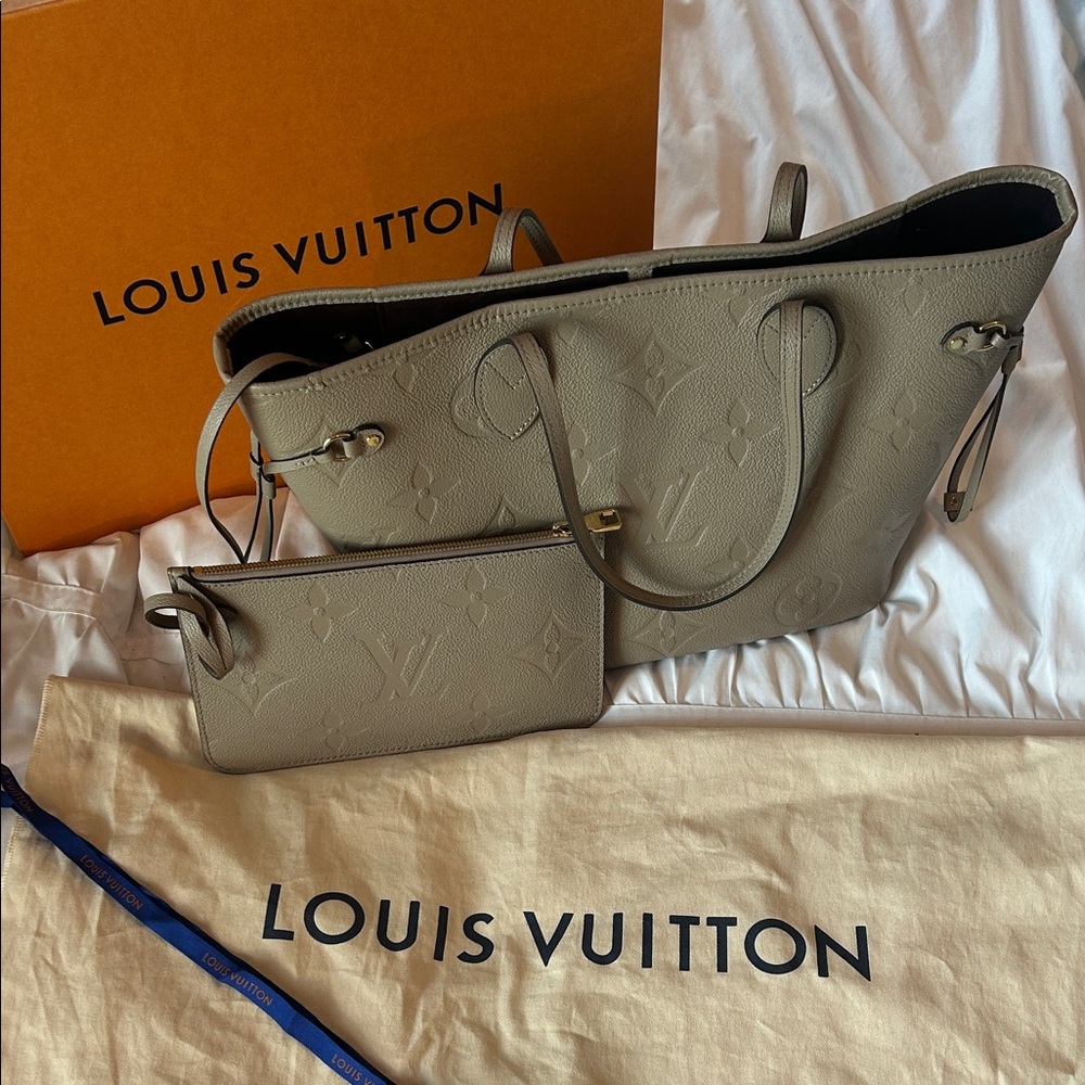 Louis Vuitton Taupe Tote and Pouch Set